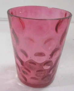 Victorian Cranberry Glass Thumbprint Tumbler - Picture 1 of 5