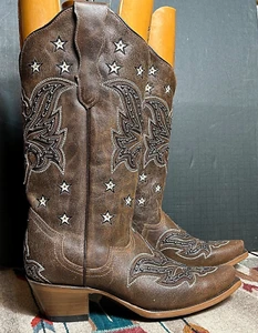 Women's JB Dillion Hand Made Cow Girl Snip Toe Western Boots FANCY Sz. 8B WOW! - Picture 1 of 9