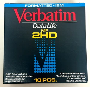 Disquetes formateados IBM Verbatim 3,5" 1,44 MB MF-2HD paquete de 10 cajas faltantes UPC - Imagen 1 de 2