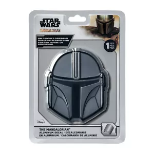 STAR WARS Car Decal The Mandalorian Helmet Silver Flexible Aluminum 4” x 3.5” - Picture 1 of 5