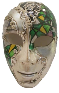 MAR 4 - A QUALITY HANDPAINTED ITALIAN FULL FACE MASK, GREEN MOSAIC - Picture 1 of 3
