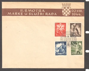 CROATIA NDH 1944 LABOUR SERVICE Sc # B65-B68 Michel 162-165 b PERF 14½ RARE FDC - Picture 1 of 2