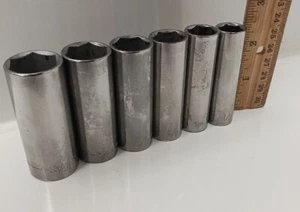 Craftsman G Series 6 Pt  3/8" Drive Deep Socket Set 6 Pcs USA  1/2 - 13/16 43338 - Picture 1 of 9