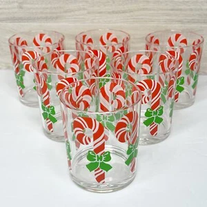 VINTAGE MCM H.J. STOTTER Candy Cane Christmas Acrylic Tumbler Glasses Set of 6 - Picture 1 of 9