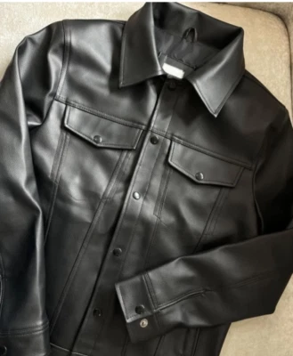 Jaqueta masculina preta 100% couro de cordeiro genuína motociclista slim fit - Imagem 1 de 4