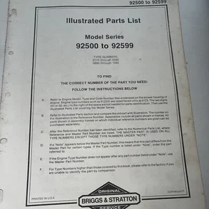Briggs & Stratton Engine Models 92500 to 92599 Illustrated Parts Catalog List - Picture 1 of 2