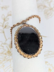 Vintage Large Mirror Pendant Necklace Costume Renaissance Faire Statement - Picture 1 of 17