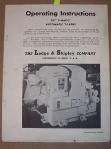 Lodge & Shipley 30" T-Matic T-Lathe Operation Manual - Picture 1 of 1