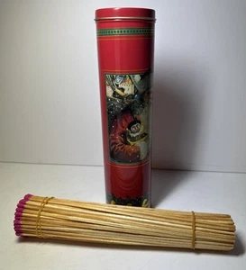 Vintage Enesco Christmas Cylinder Tin 1987 With Matches Victorian Santa NOS - Picture 1 of 11
