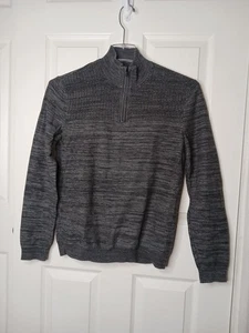 Alfani Suéter Hombre Talla Pequeña Cuarto Cremallera Gris Punto Jersey Informal % Algodón  - Imagen 1 de 9