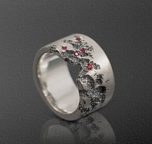 Natural Ruby Men's Ring, 925 Solid Sterling Silver Band Ring, Gift For Boyfriend - Picture 1 of 4