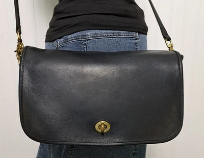 Vintage COACH CONVERTIBLE CLUTCH Black Leather Crossbody Bag Purse 9635 USA - Image 1 of 4