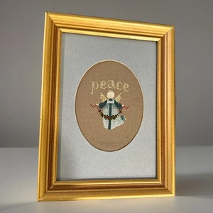 De Colección Punto de Cruz Ángel Paz Enmarcado Navidad 8.25x6.25 1987 - Imagen 1 de 11