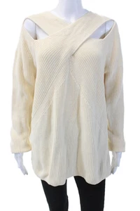 COS Womens Long Sleeve Cut Out V Neck Sweater White Cotton Size Medium - Picture 1 of 5