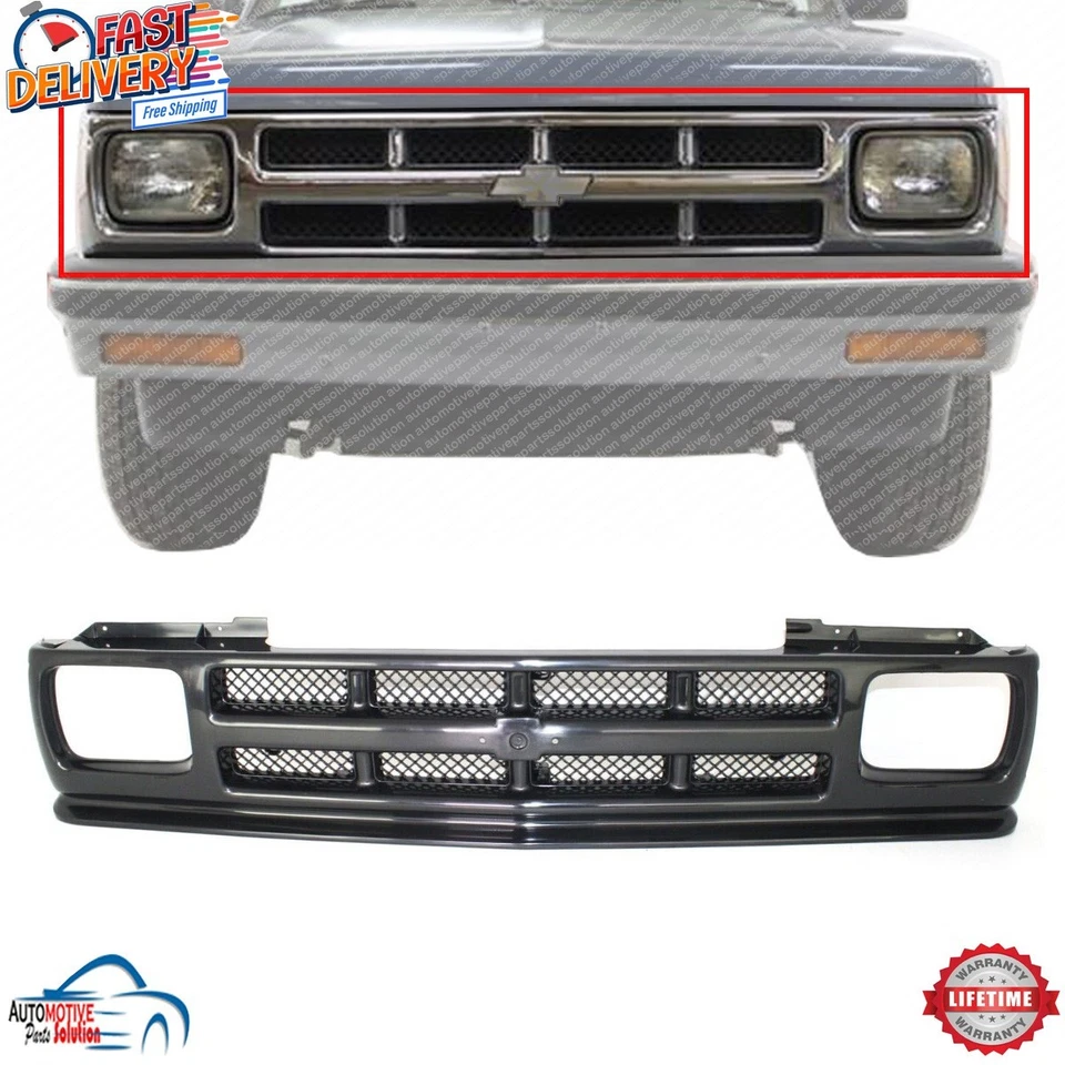 NEW FRONT BLACK GRILLE FOR 1991-1993 CHEVROLET S10 PICKUP 1991-1994 S10 BLAZER - Image 1 of 4