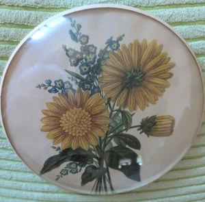 Vtg Hand made Peter Watson's Studio Flowers Domed glass wall art. 6.25 inches Ha - Picture 1 of 4
