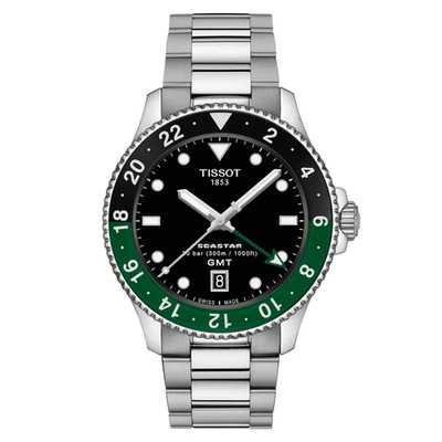 Reloj Tissot Seastar 1000 40 mm cuarzo GMT bisel verde T120.852.11.051.00 Foto 1 de 4