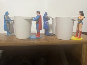 1988 Burger King DC Comic Superhero action figure cup holder all 4 with cups - Picture 1 of 21