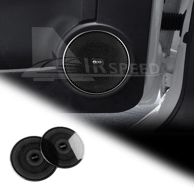 Car Door Horn Cover Stainless Steel Black For FIAT 500 Abarth 595 695 2008-2024 - Image 1 of 4