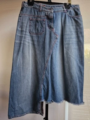 MISS SIXTY РАЗМЕР L КАМЕНЬ ВЫСТИРАННЫЙ ДЖИНСОВАЯ ЮБКА СДЕЛАНО В ИТАЛИИ RRP $329.00 - Изображение 1 из 4