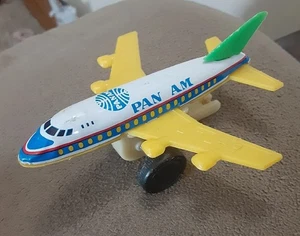 Pan Am toy airplane B-747 Jumbo Jet White Yellow Wings Plane Figure Metal - Picture 1 of 5