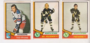 3 MINNESOTA NORTH STARS 1974-75 OPC #220 GOLDSWORTHY/#234 BARRETT/#264 IRVINE - Picture 1 of 2