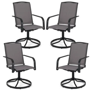Patio Swivel Chairs Set of 4 w/ High Back & Round Metal Base for Backyard - Picture 1 of 9