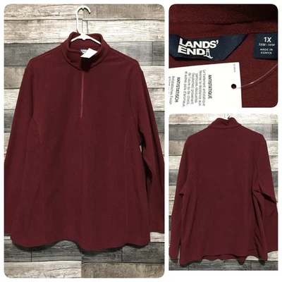 Pullover Lands End 1/4 cremallera polar para mujer 1X (16W-18W) borgoña suave informal Foto 1 de 4
