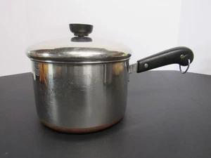 Revere Ware 2,5 Quart Kochtopf Kupfer plattiert Boden mit Deckel 7,25" B x 4,5" H - Bild 1 von 9