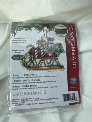 Dimensions Plastic Canvas Ornament Kit 4.25"X3.25"-Sleigh (14 Count) -70-08914 - Image 1 of 2