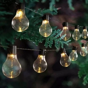 20x Solar Powered Warm White LED Bulb Lights – Garden Outdoor Fairy String Set - Picture 1 of 8