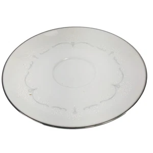 Noritake Whitebrook 6" Saucer White Flowers Gray Scroll Platinum Japan 6441 NICE - Picture 1 of 6