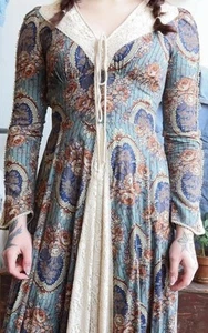 Vintage 1970s RARE Gunne Sax Tree Print Maxi Prairie Dress Festival Size 11 - Picture 1 of 11