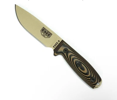 ESEE-4 Fixed, Coyote/Black 3D Contoured G10 Handle, Desert Tan 1095 Carbon Steel - Image 1 of 2