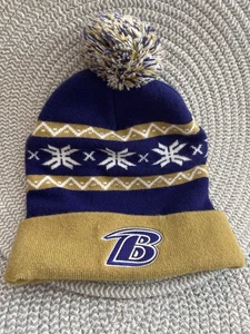 Baltimore Ravens Winter Beanie Hat – Pom Pom Knit Cap with Snowflake Design - Picture 1 of 2