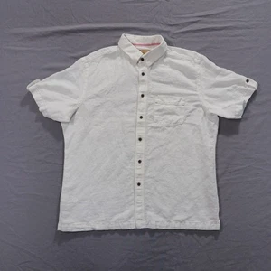Marks Spencer Herren Extra Large Weiß Gaze Hemd Kurzarm Baumwolle Leinen Knopf - Bild 1 von 9