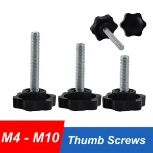 M4 M5 M6 M8 M10 Black Hex Shaped Star Thumb Screws Hand Knob Bolts 10mm-75mm - Picture 1 of 7