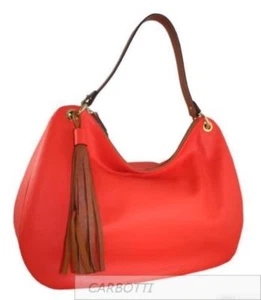 HIGHLY FASHIONABLE RED MIRO COW LEATHER 43CM SHOULDER HANDBAG TOTE PURSE - Picture 1 of 4