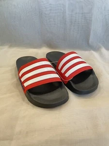 New—RED ADIDAS—Adilette Comfort Slide Sandals FY8844 Red-Black-White Mens Size 4 - Picture 1 of 5