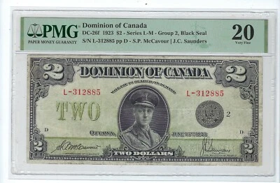 Canada 1923 $2  DC-26f PMG 20 - Image 1 of 2