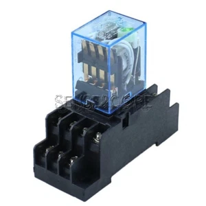 MY4NJ 12V/24V/110V/220V Coil Power Relay DIN Rail Mounted 14Pin 4PDT / Socket - Picture 1 of 30