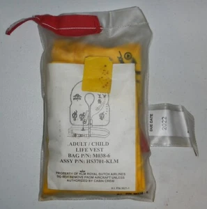 KLM Royal Dutch Airlines Airplane Expired Emergency Inflatable Life Vest Jacket - Picture 1 of 2