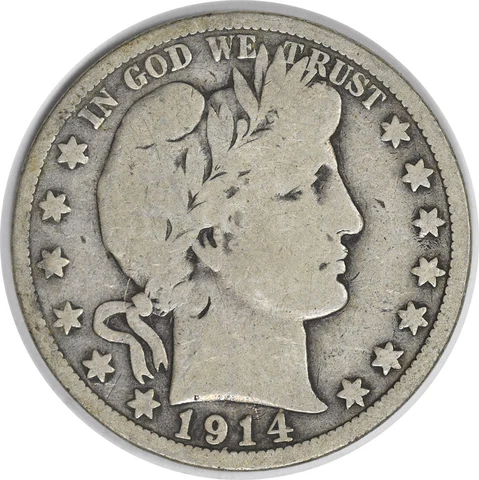 1914 Barber Silver Half Dollar VG Uncertified #323 Cover