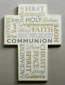 First Communion Word Wall Cross 7.75" - Picture 1 of 1