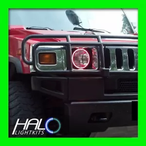 2003-2009 Oracle Hummer H2 Rot Plasma Scheinwerfer Halo Ring Set 2 Ringe - Bild 1 von 4