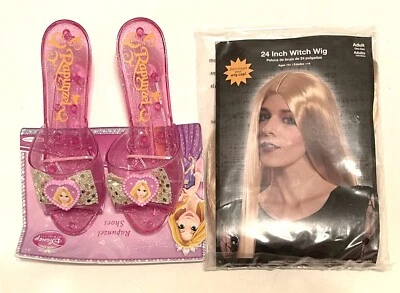 Disney Rapunzel Dress-Up Play Costume Accessories: Glitter Shoes + 24" Blond Wig - Image 1 of 4