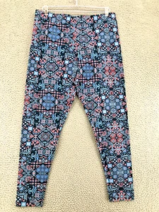 Soft Surroundings Pants Womens Large Have to Have Blue Patterned Leggings Ankle - Picture 1 of 11
