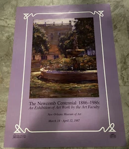 "Póster de exposición The Lotus Fountain ELLSWORTH WOODWARD 1987 NOLA Newcomb 22x16""" - Imagen 1 de 8