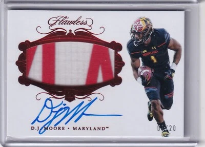 Dj Moore 2018 Panini Flawless Collegiate Ruby Rpa Rc On Card Auto (1/20) - Image 1 of 2