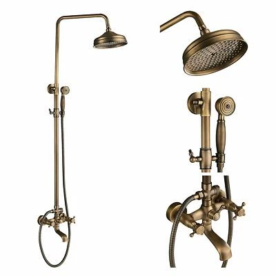 AOLEMI Antique Bronze Bathroom Rainfall Shower Head Faucet Set &Hand Sprayer Mixer Tap